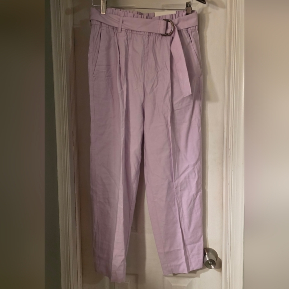 Ann Taylor Pants - Ann Taylor Lavender High-Waisted Pants with Circle Belt